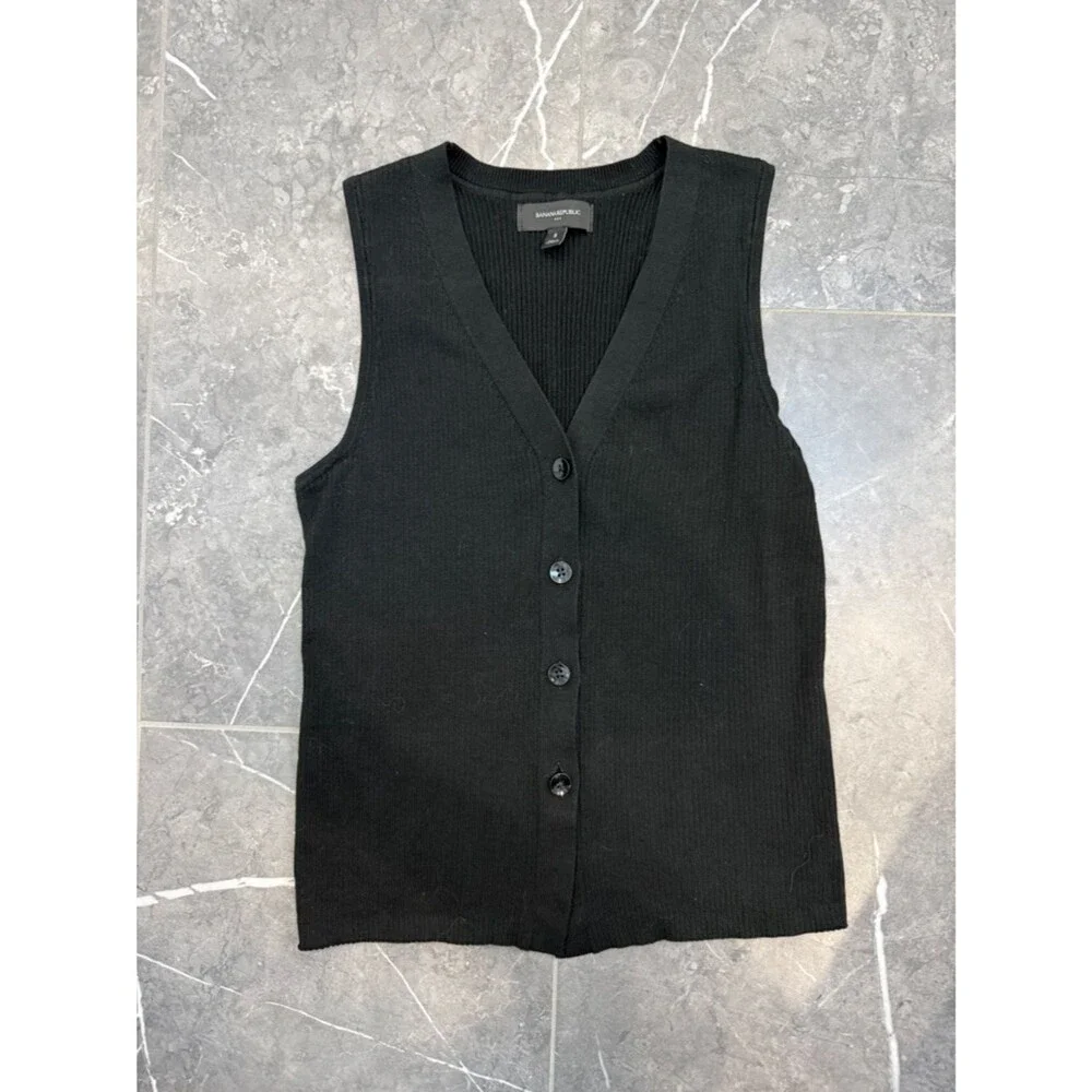 Banana Republic Black Racer Back Sweater Vest Top Women’s Size S